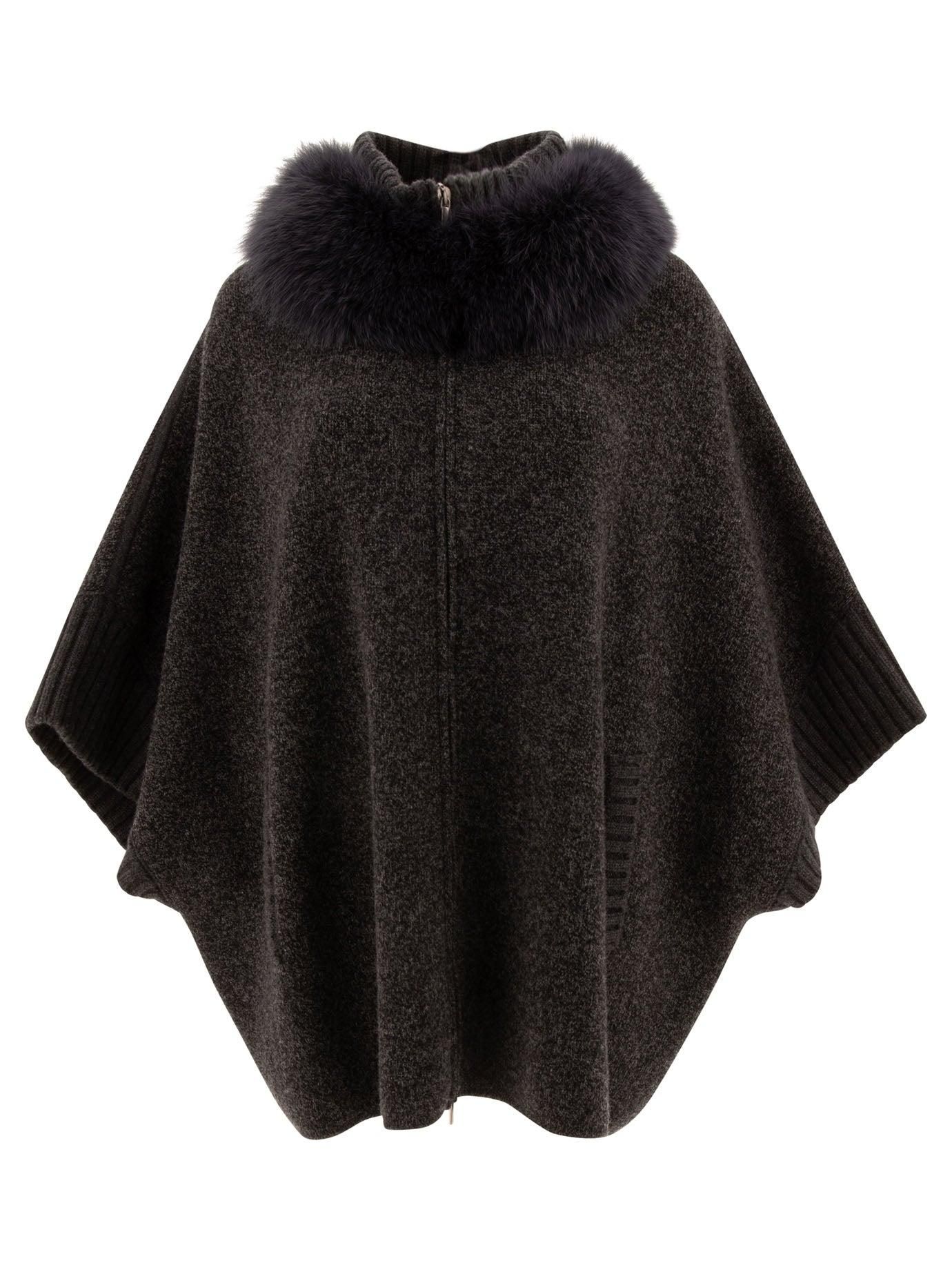 コート GIOVI FW24 Wool and cashmere poncho (P2410VOTU 4 BISCOTTO) Giovi Pellicce - Women's and men's fur collection - Fall