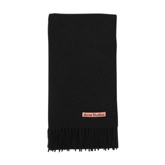 Acne Studios Accessoires, Heren, Zwart, ONE Size, Wol, Luxe Wol Sjaal Zwart