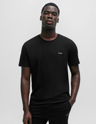 HUGO BOSS Mens BOSS Orange Mix & Match Mens Stretch-Cotton Regular Fit T-Shirt with Logo Detail NOS - Black 001 - Size: 42/Regular