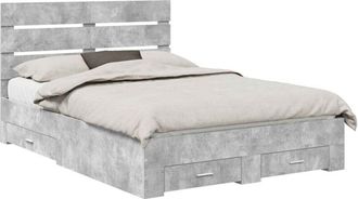 vidaXL Estructura De Cama Con Caj&oacute;n Gris Concreto 160 X 200 Cm Vidaxl