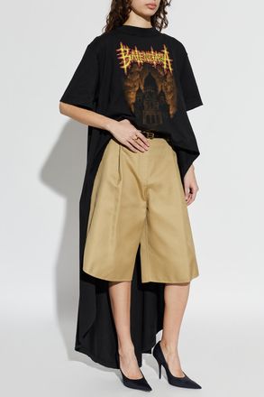 Balenciaga Asymmetrical Cut T-shirt, Womens, Black