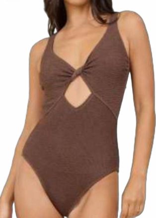 Surf Gypsy Krinkle Front Twist Cut-Out One Piece In Mocha
