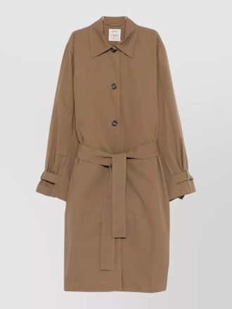 Toteme cotton trench coat long sleeves belt