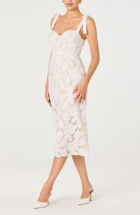 ASTR the Label Donne Lace Midi Dress in White at Nordstrom, Size Small