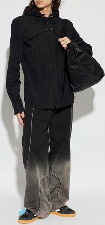 Off-white Shirt With Detachable Hood, Mens, Black