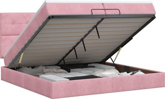 vidaXL Letto Ottomano Con Materasso Rosa 200 X 200 Cm Velluto Vidaxl