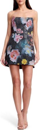 Dress The Population Amity Sequin Floral Strapless Cocktail Minidress in Black Multi at Nordstrom, Size Xx-Large