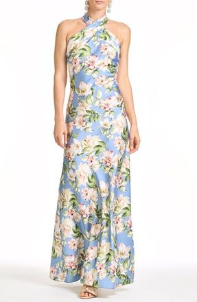Sachin & Babi Laurant Floral Halter Gown in Twilight Camellias at Nordstrom, Size 12