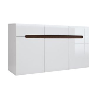 Petits Meubles Aparador 3 puertas 3 cajones estratificado Blanco