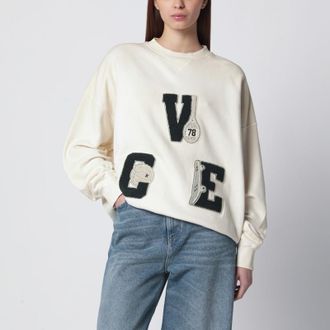 Golden Goose White crewneck sweatshirt with patches