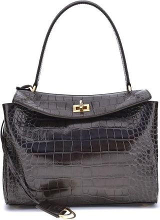 Balenciaga Rodeo Shoulder Bag In Crocodile-print Leather