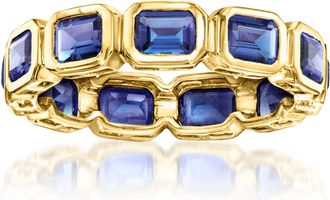 RS Pure by Ross-Simons Lab-Grown Sapphire Eternity Band in 18kt Gold Over Sterling