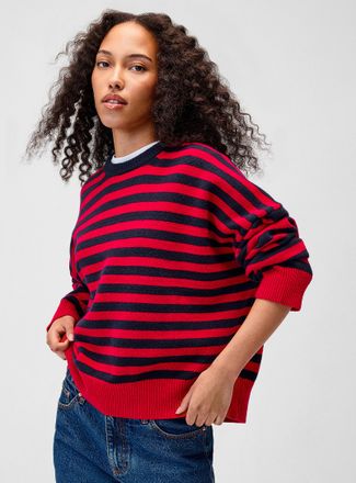 Twik Womens Oversized twin-stripe sweater