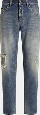 Dolce & Gabbana Men & apos;s Knee-Rip Straight-Leg Jeans