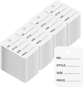 OEM 1000 Etiquetas De Precio De 3,5 X 5 Cm, Perforadas, De Papel Blanco, Para Ropa, Joyer&iacute;a, Regalos Y Manualidades
