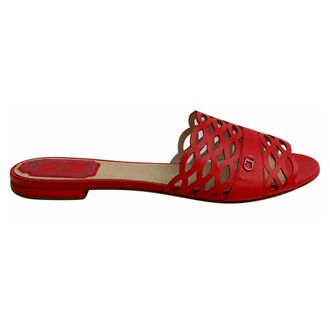 Dior Pre-owned Womens Tattoo Lasercut Slide Sandals in Red Leather - Size EU 37