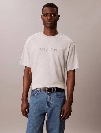 Calvin Klein T-Shirt CALVIN KLEIN A - Rel Fashion Logo Tee, Herren, Gr. XXL, grau (bc06 grau heather), Single Jersey, Obermaterial: 100% Baumwolle, unifarben, regu