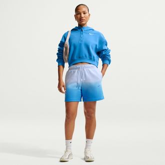 Nike Womens Nike Sportswear Phoenix Fleece Mid-Rise Shorts in Blue | IF7370-407