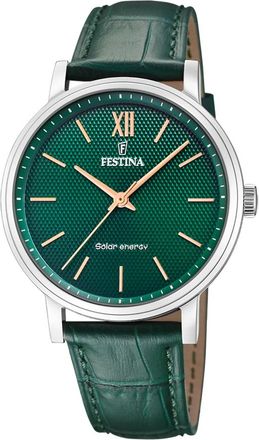 Festina Solar Energy Watch - unisex - Horloges - Groen - ONE Size - Leer - Accessoires