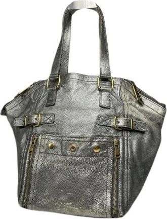 Saint Laurent Pre-owned Lederen Handtas - Dames - Vintage Handtas - Grijs - ONE Size - Leer - Vintage
