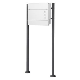ECD Germany Ecd Germany Buz&oacute;n Correos De Pie 37 X 10,5 X 36,5cm Acero Dise&ntilde;o Moderno Blanco Y Soporte Pedestal Antracita 120cm Altura Portal Compartimiento Integr