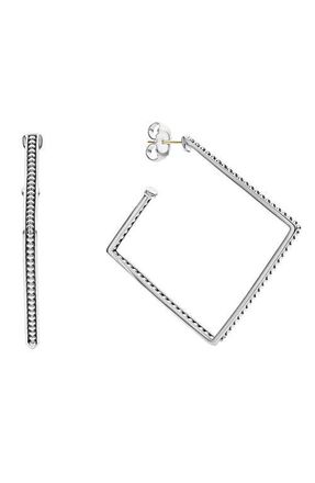 Lagos Square Caviar Hoop Earrings in Silver at Nordstrom