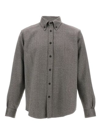 Cellar Door buttoned-cuffs cashmere shirt - men - Cashmere - L - Grey