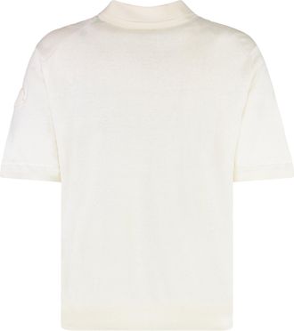 Moncler Mens Short Sleeve Polo Shirt Panna Silk T-shirts And Polos