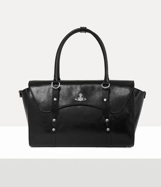 Vivienne Westwood Bettina Medium Handbag Shiny Veget Tanned Black