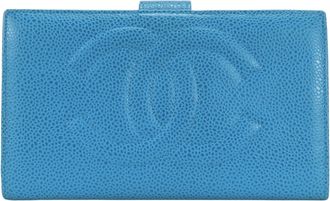 Chanel Blue Grained Calfskin Wallet (Bi-Fold) (Pre-Owned)