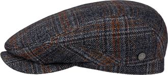 Lierys Lennartson Flat Cap Wool Check Pattern Made in EU Men Summer Winter Navy