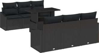 vidaXL Vidaxl - Garden Sofa Set with Cushion 7 pcs Black 100 x 55 x 73 cm