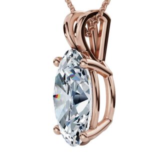 Pompeii3 Oval Solitaire Diamond 4-Prong Pendant 14k Gold 18 Necklace Lab Grown