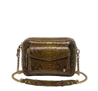 CLARIS VIROT Womens Charly Python Bag In Dark Khaki