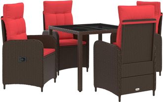 vidaXL Juego De Comedor Para Exteriores 5 Uds. Rat&aacute;n Sint&eacute;tico Vidaxl