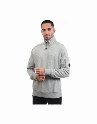 C.P. Company Mens Diagonal Raised Fleece Half-Zip Sweatshirt - Grey - Size: 38