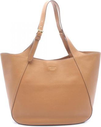 Prada Brown Leather Handbag Tote Bag (Pre-Owned)