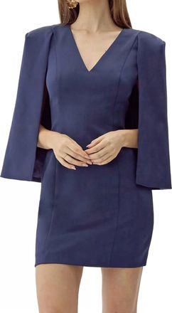 Adelyn Rae Maxine Cape Dress In Navy
