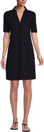 Lands End Starfish Elbow Sleeve Polo Dress in Black at Nordstrom, Size X-Small P
