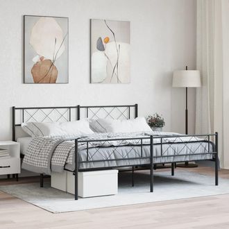 vidaXL Estructura Cama Sin Colch&oacute;n Con Estribo Metal Negro 180x200 Cm Vidaxl