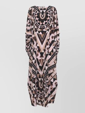 Pucci silk long dress kaftan cape sleeves