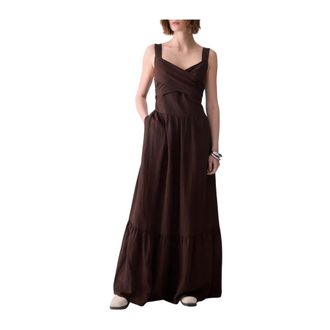 Liu Jo Wa 6428 T4818 Dress - Dames - Maxi kleedjes - Bruin - S - Polyester - Kleedjes