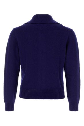 Jil Sander Mens Blue Wool Blend Cardigan Inkblue Exterior: Nylon Maglieria