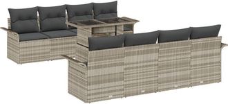 vidaXL Vidaxl - Garden Sofa Set with Cushion 9 pcs Light grey Poly rattan