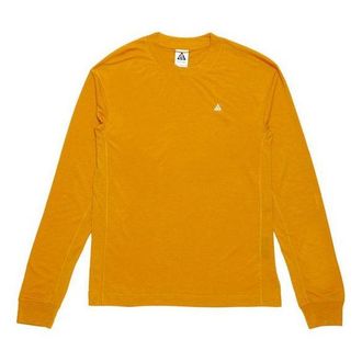Nike Mens Nike Dri-FIT ACG Solid Color Outdoor Logo Embroidered Casual Round Neck Long Sleeves Orange T-Shirt DO9270-727