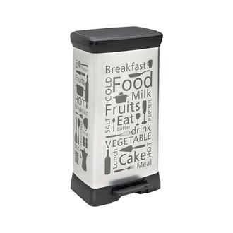 Curver Curver - Papelera De Pedal Deco Bin 50l, 39 X 29 X 73 Cm, Estampado Cocina (205873)