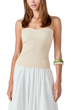 endless rose Strapless Rib Top in Beige at Nordstrom, Size X-Small