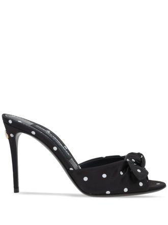 Dolce & Gabbana Keira 90mm polka-dot satin mules - women - Polyester/Polyester/Calf Leather - 37 - Black