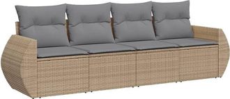 vidaXL Juego De Sof&aacute;s Jard&iacute;n Con Cojines 4 Pzas Rat&aacute;n Sint&eacute;tico Beige Vidaxl