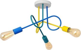 Netlighting Oxford Multi Arm Semi Flush Ceiling Light White Yellow Turquoise Blue 50cm